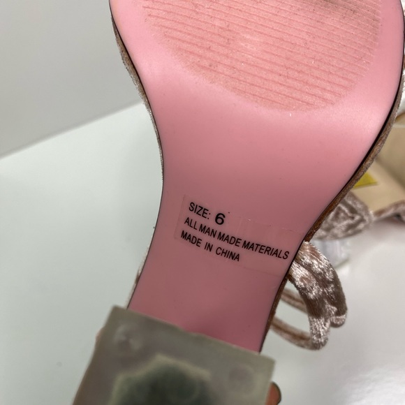 Qupid New New Pink/Clear Glitter Filled Velvet Heels - Picture 9 of 14